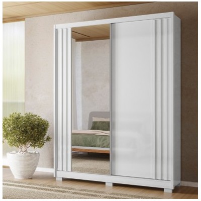 Guarda Roupa Casal 2 Portas com Espelho Ripado 3 Gavetas Colorado off White Cod 683.003 Guarda Roupa Casal 2 Portas com Espelho Ripado 3 Gavetas Colorado off White Cod 683.003